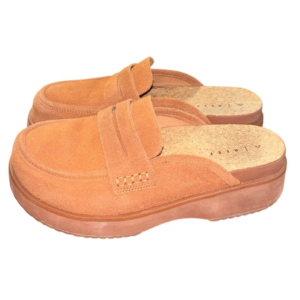 Reef Women's Vista Liana leather platform Loafer Mules clogs shoes (size 10)